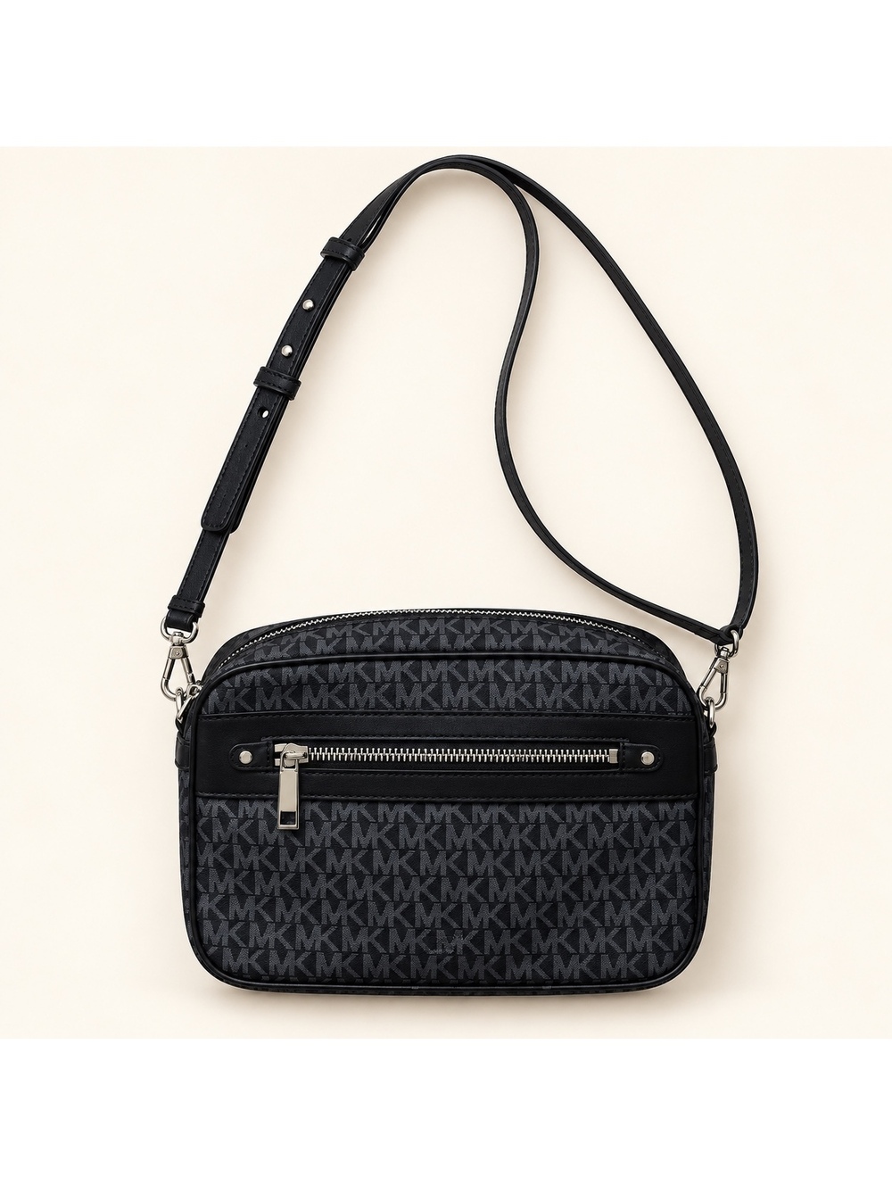 Michael Kors Black & Gray MK Monogram Crossbody Bag
